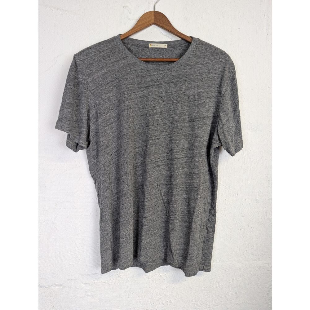 Marine Layer Signature Crew Tee Shirt Mens Medium Grey Heather Lightweight